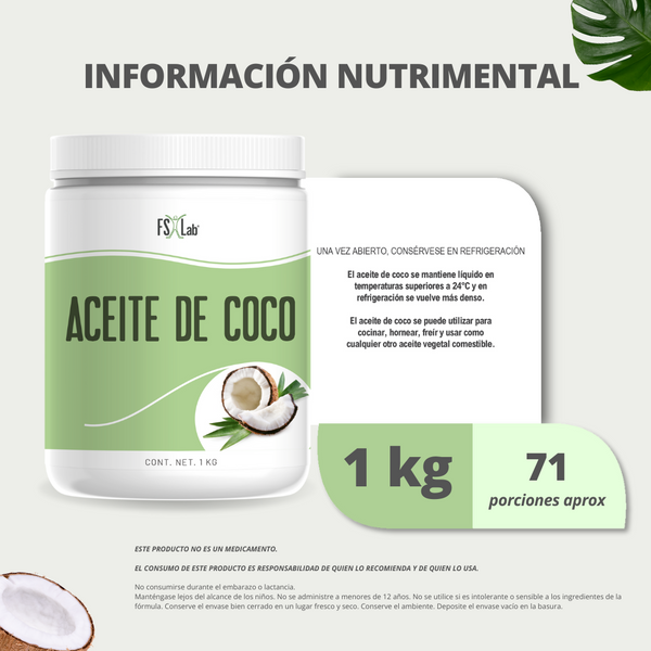 Aceite de Coco 1 Kilo (Aceite Para Cocinar)