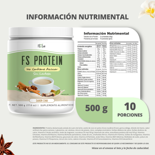 Proteína de Aislado de Suero de Leche-Whey Protein-FS- Protein Sin Azúcar Chai