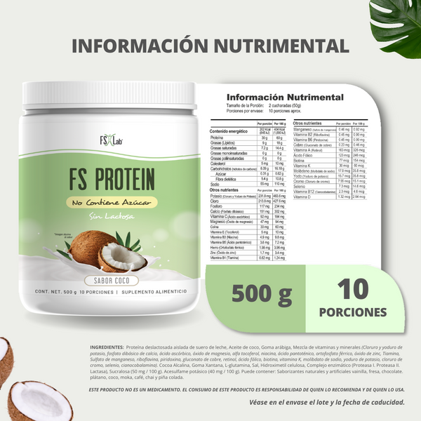 Proteína de Aislado de Suero de Leche-Whey FS-Protein Sin Azúcar Coco