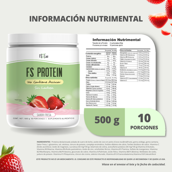 Proteína de Aislado de Suero de Leche-Whey FS-Protein Sin Azúcar Fresa