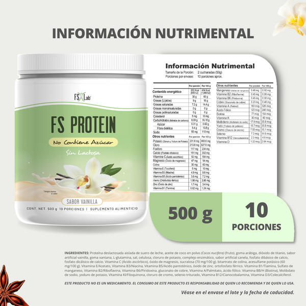 Proteína de Aislado de Suero de Leche Whey Protein FS-Protein Sin Azúcar Vainilla