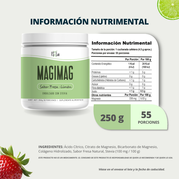 MagiMag (250g de Citrato de Magnesio en polvo para tomar con agua) fresa-limón