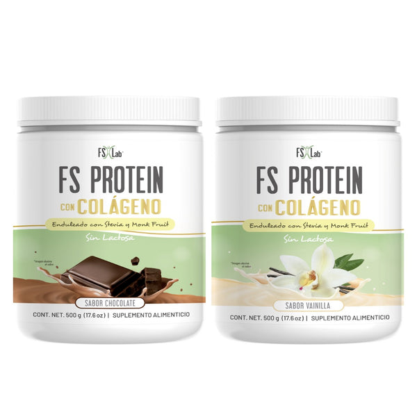 KIT CHOCO+VAINILLA PROTEÍNA DE AISLADO DE SUERO DE LECHE-WHEY FS-PROTEIN CON COLÁGENO SIN AZÚCAR