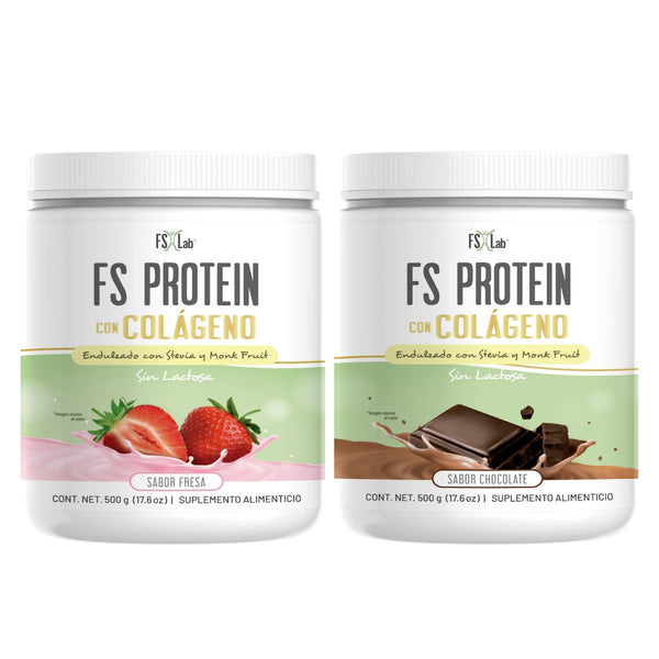 KIT CHOCO+FRESA PROTEÍNA DE AISLADO DE SUERO DE LECHE-WHEY FS-PROTEIN CON COLÁGENO SIN AZÚCAR